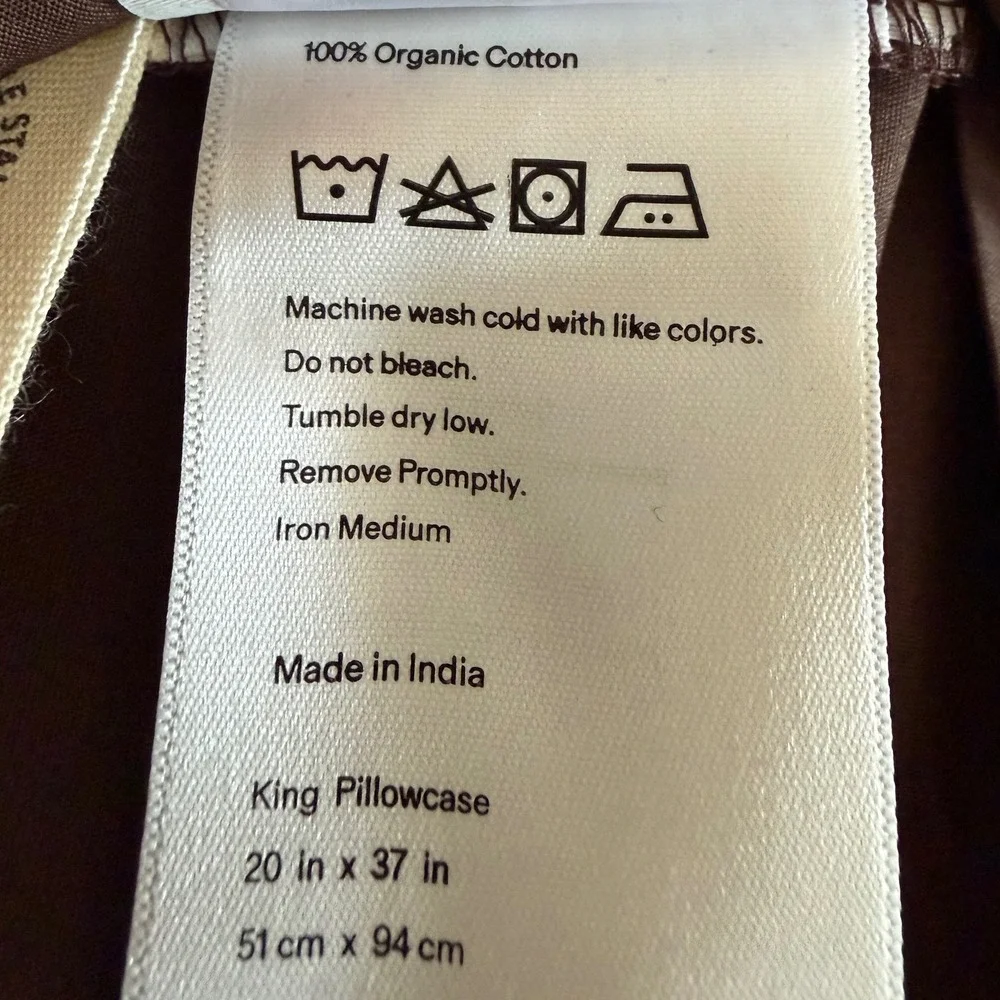 Quince Organic Cotton Crisp Percale King Pillowcase Set Espresso Brown Lux NEW